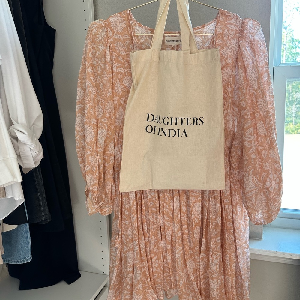 Daughters of India Kyra Mini Dress Apricot Blush